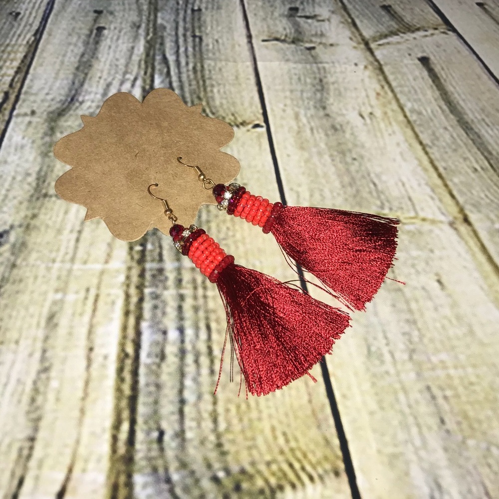 Red Tassel Earrings!